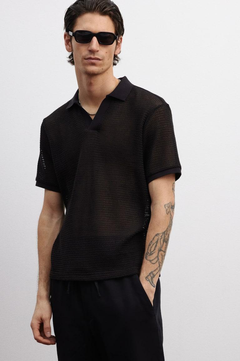 H&M Poloshirt in Ajourstrick Regular Fit Online Outlet