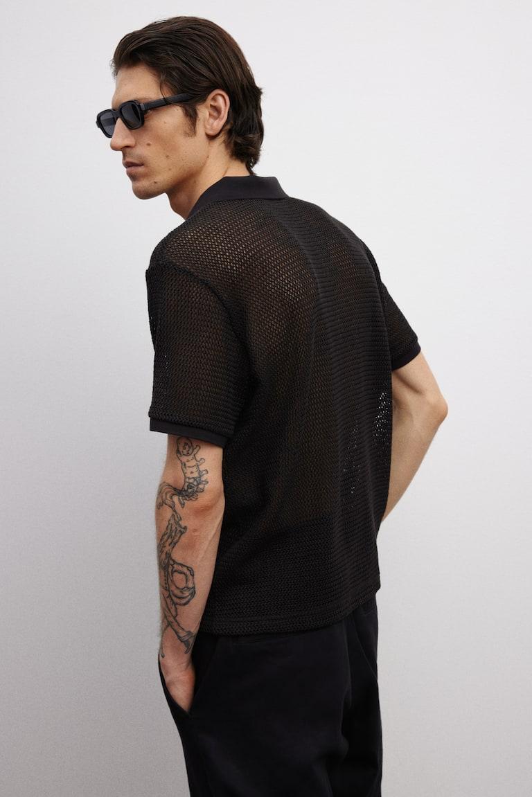 H&M Poloshirt in Ajourstrick Regular Fit Online Outlet