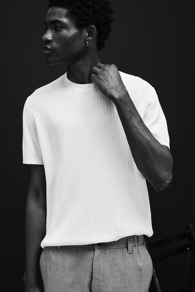 H&M T-Shirt in Rippstrick Regular Fit Sonderangebote