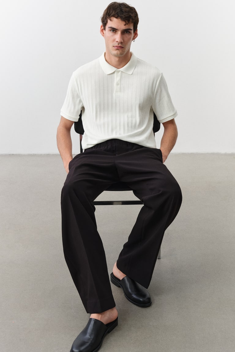 H&M Poloshirt aus Strukturjersey in Slim Fit 50% Rabatt mit kostenlosem Versand