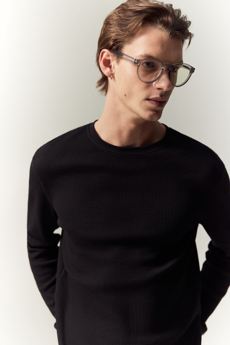 H&M Shirt aus Waffeljersey in Slim Fit zollfrei