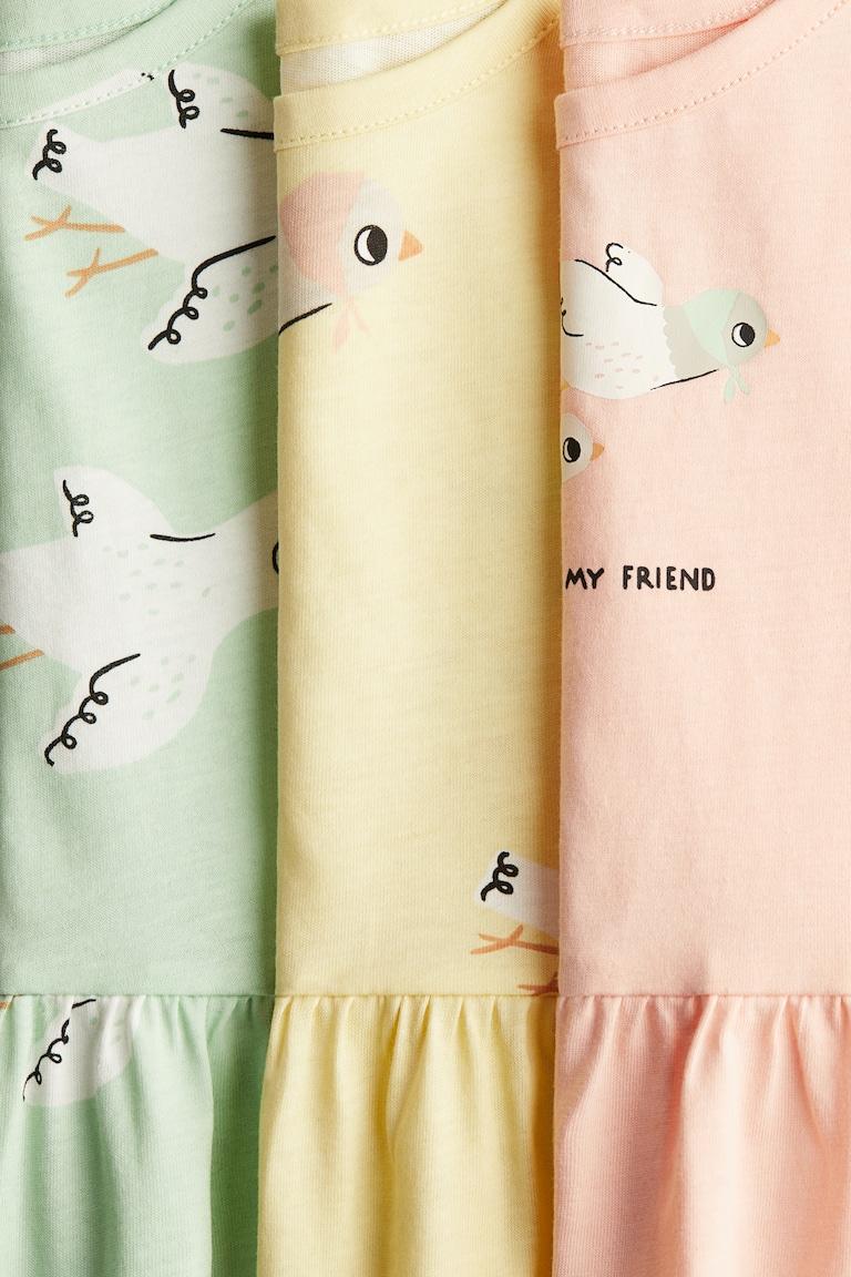 H&M 3er-Pack Bedruckte Baumwollkleider Sonderangebot der Fabrik
