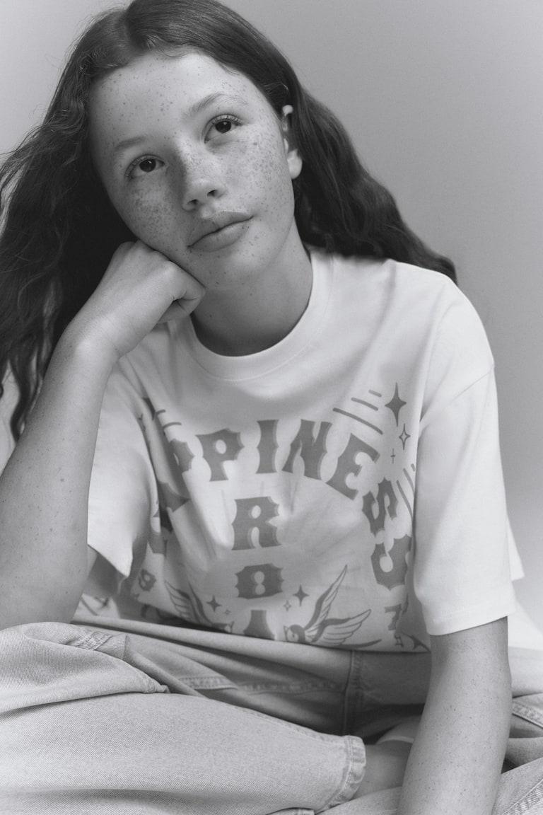 H&M Oversized Baumwoll-T-Shirt Räumungsverkauf