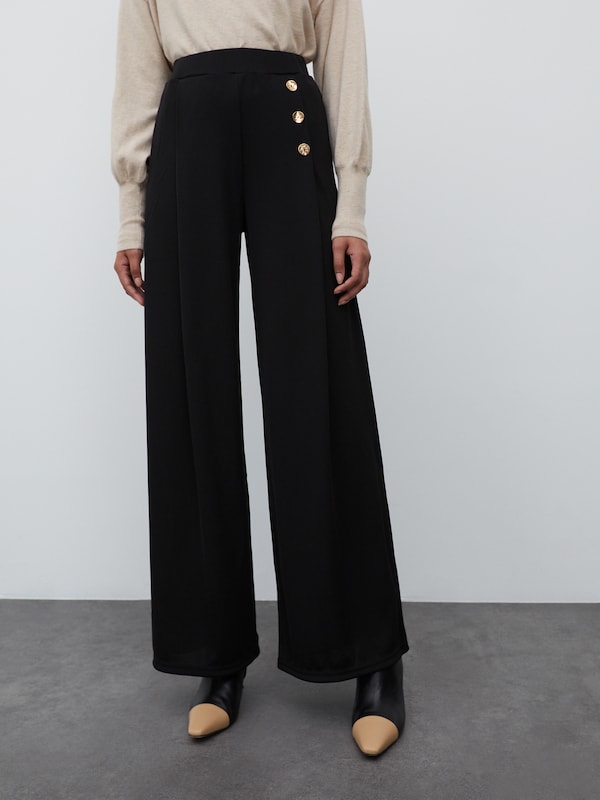 EDITED EDITED Wide Leg Hose 'Jamie' in Schwarz Riesige Rabatte