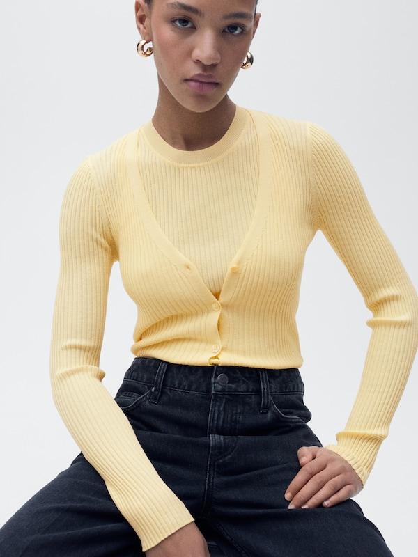 MANGO MANGO Strickjacke 'BUGAMBI' in Gelb im Angebot