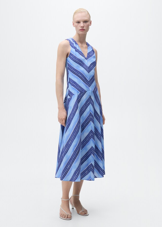 Mango Ausgestelltes Kleid mit Streifen Valentinstagsangebot
