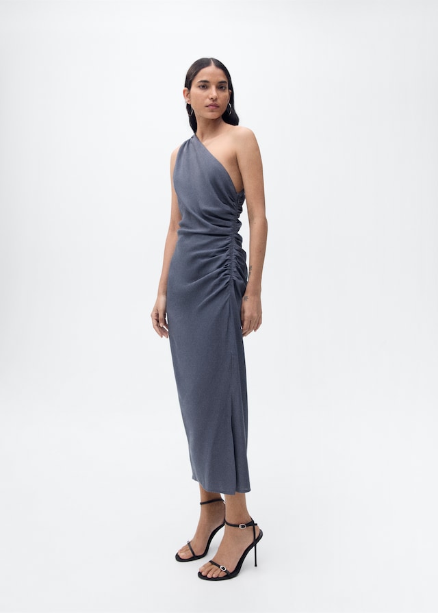 Mango Asymmetrisches Kleid mit gerafften Details Jubiläumsangebot