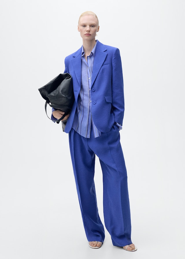 Mango Wideleg-Anzughose mit Bundfalten Online Outlet