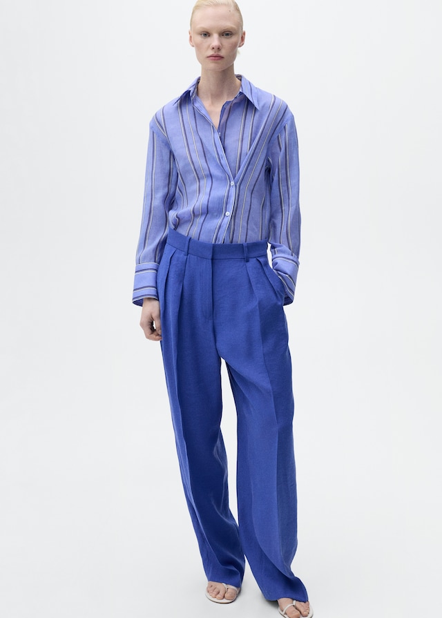 Mango Wideleg-Anzughose mit Bundfalten Online Outlet