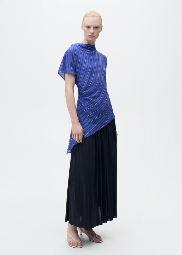 Mango Asymmetrische Bluse mit Streifenmuster Exklusive Angebote