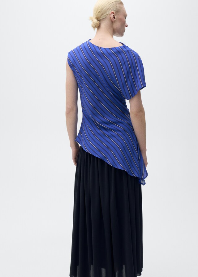 Mango Asymmetrische Bluse mit Streifenmuster Exklusive Angebote