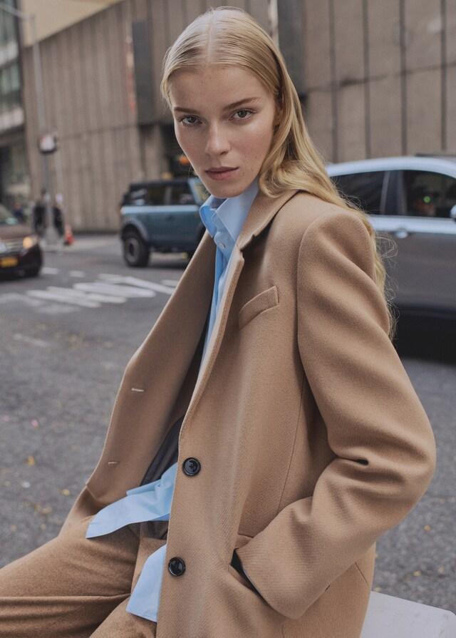 Mango Langer Wollmantel mit Struktur im Angebot