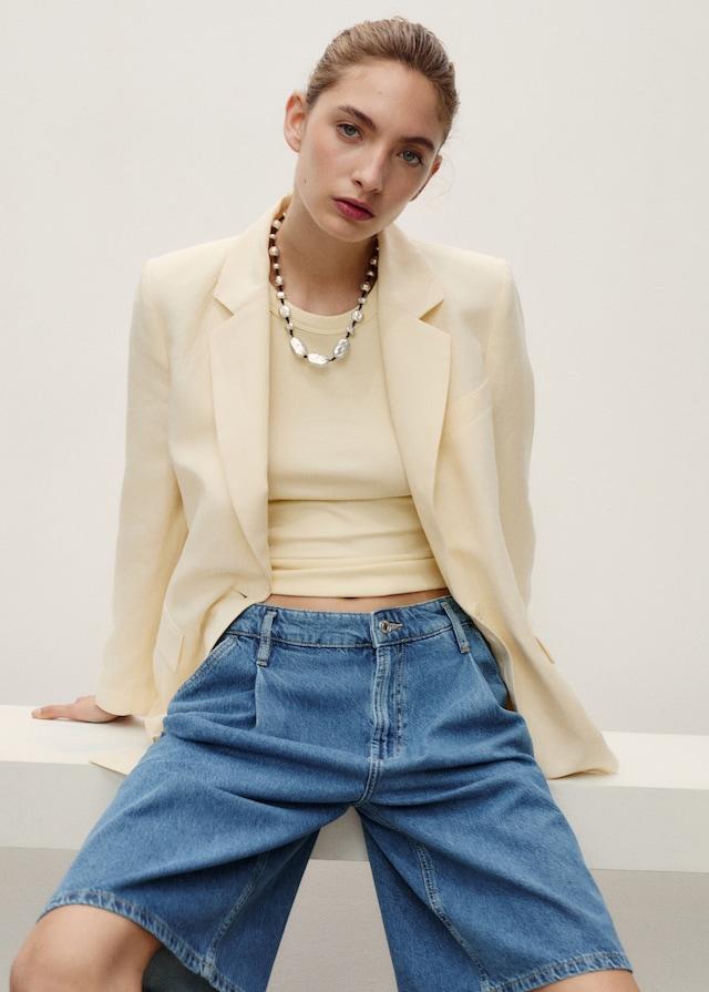 Mango Wideleg-Bermudashorts mit Bundfalten Online Outlet