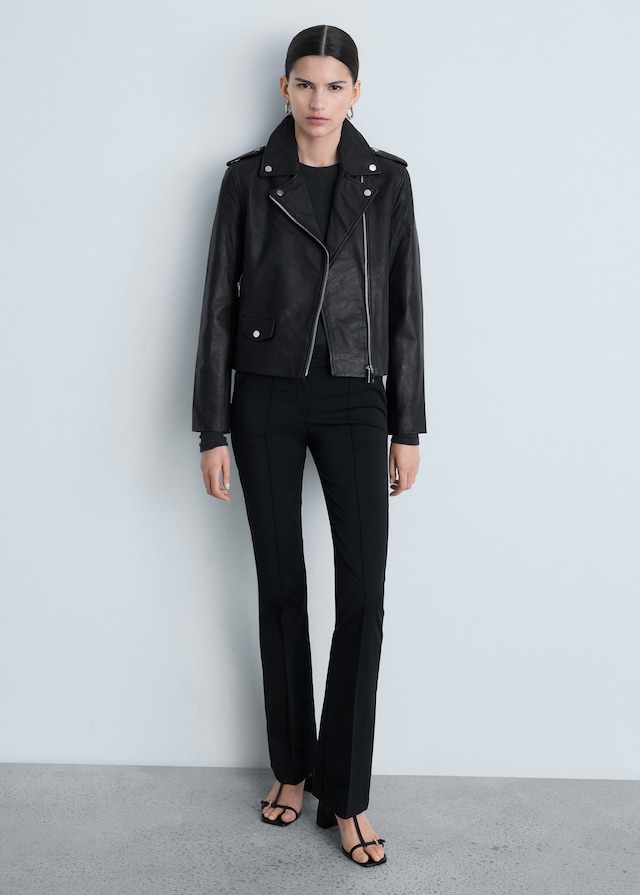 Mango Bikerjacke aus Leder Neueste Stile