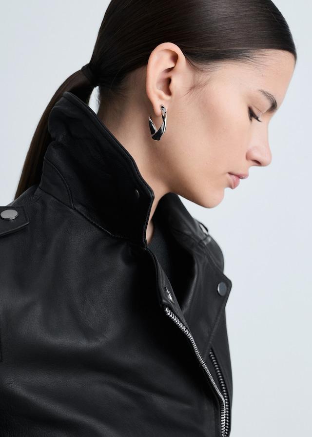 Mango Bikerjacke aus Leder Neueste Stile