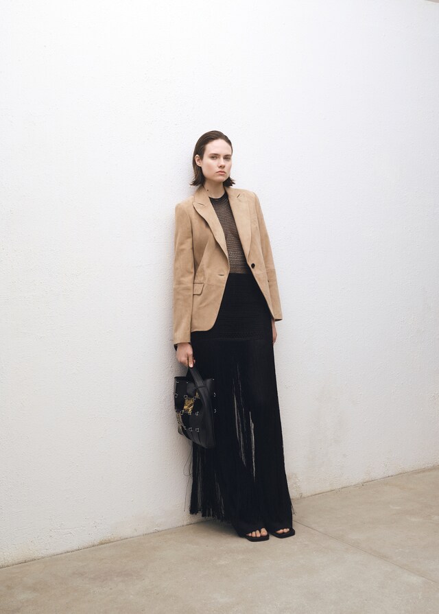 Mango Taillierter Wildleder-Blazer Letzter Tag