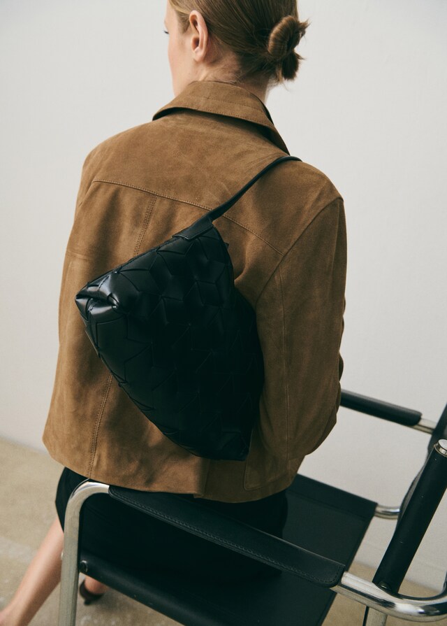Mango Schultertasche aus Leder in Flecht-Optik Bis zu 55% Rabatt