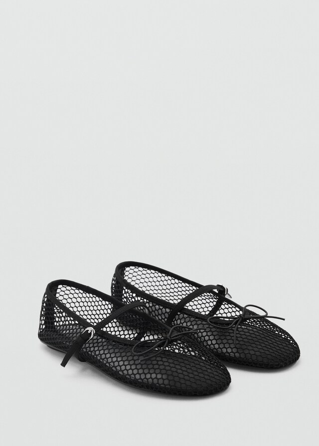 Mango Mesh-Ballerina mit Schnallenriemen Speichern exportieren