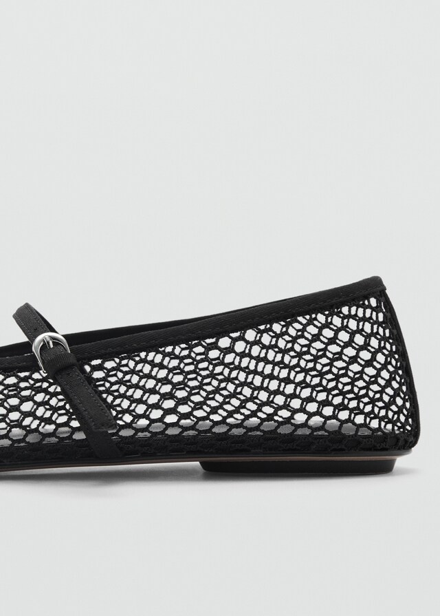 Mango Mesh-Ballerina mit Schnallenriemen Speichern exportieren