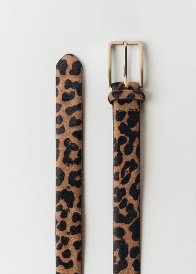 Mango Ledergürtel mit Leopardenfelleffekt Fabrikverkauf
