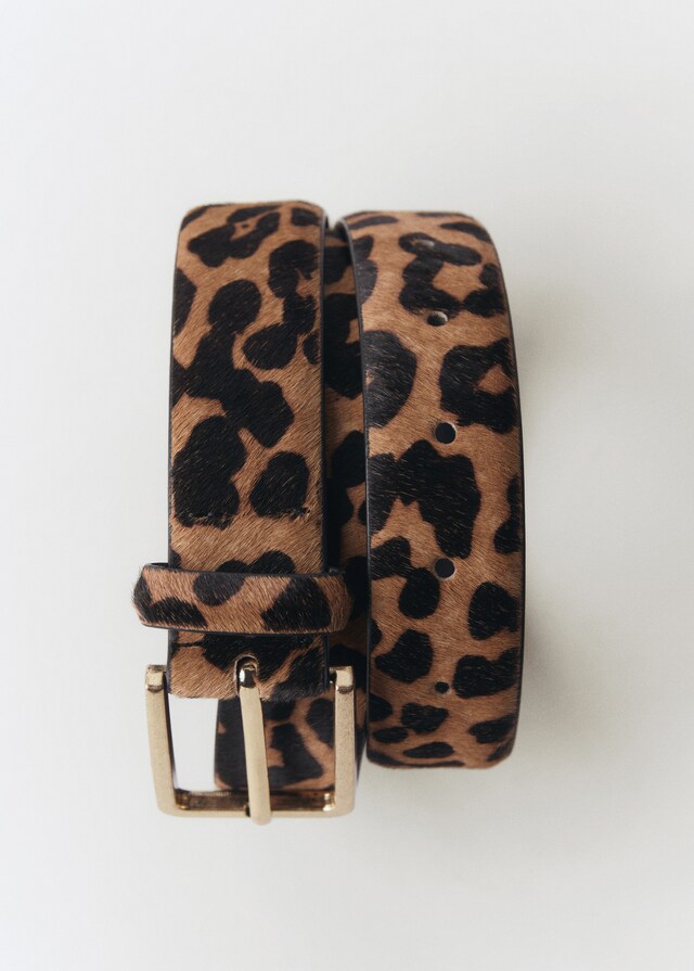 Mango Ledergürtel mit Leopardenfelleffekt Fabrikverkauf