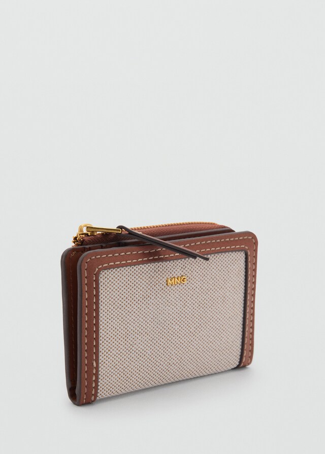 Mango Brieftasche mit Klappe aus kontrastierendem Canvas Meist gekauft