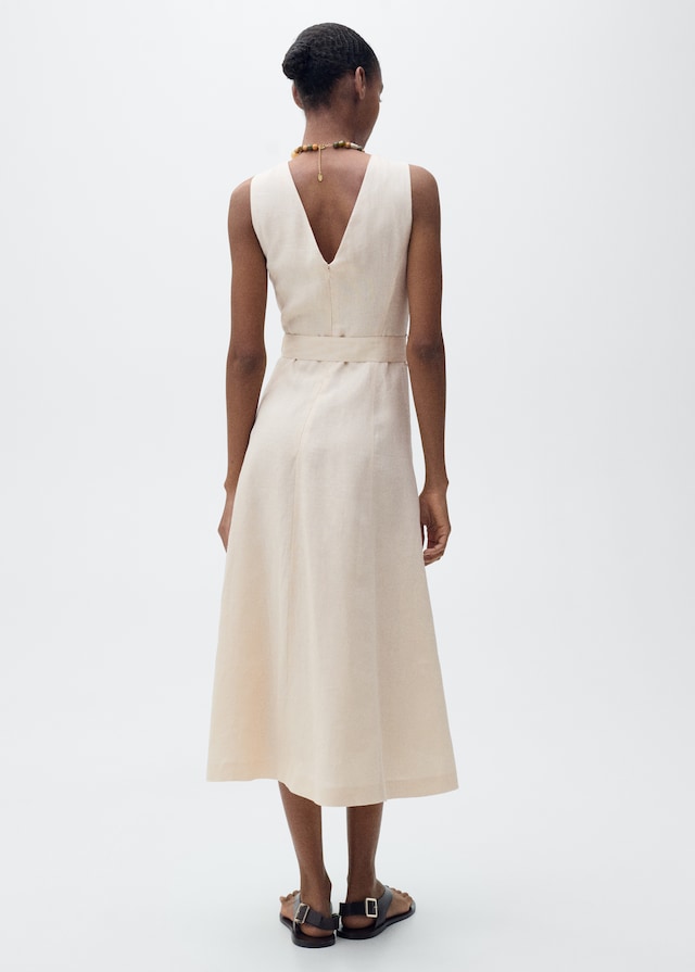 Mango Leinenkleid mit Gürtel Kostenlose Rückgabe