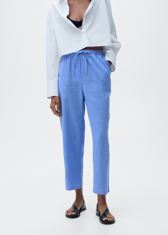 Mango Gerade Leinenhose Begrenzte Freigabe