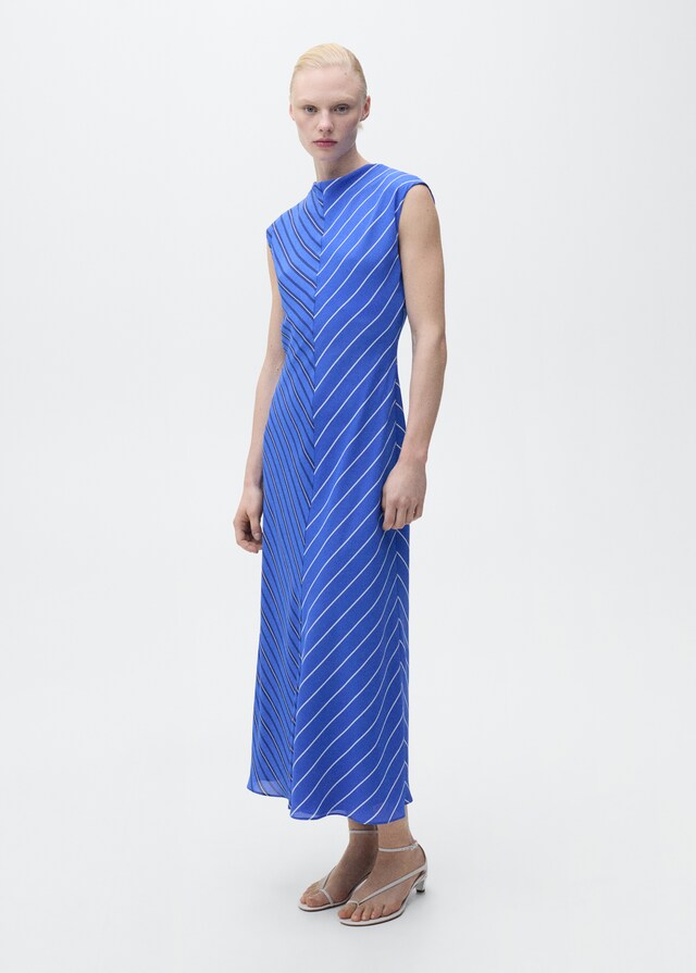 Mango Evasé-Kleid mit kombinierten Streifen Letzter Tag