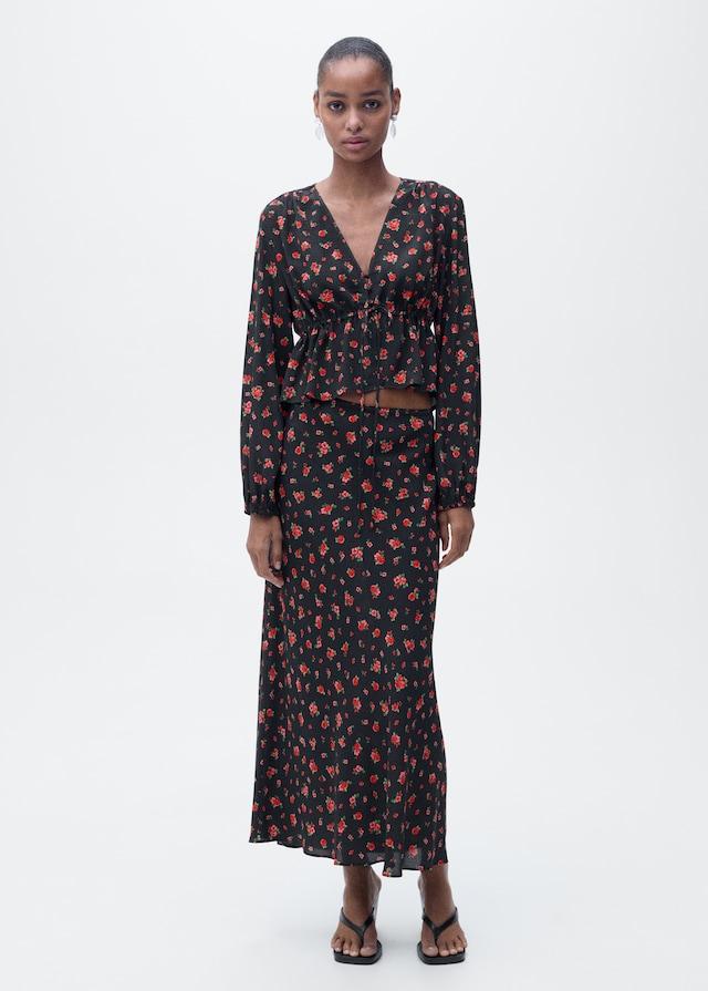 Mango Langer ausgestellter Rock mit Blumen Hotsell