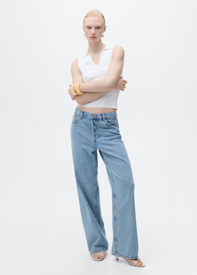 Mango Strick-Top mit Poloshirt-Kragen Versandkostenfrei