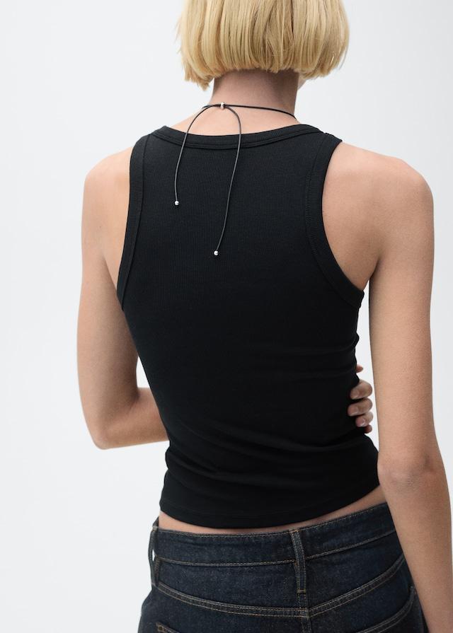 Mango Geripptes Top aus Baumwoll-Mix Begrenztes Angebot