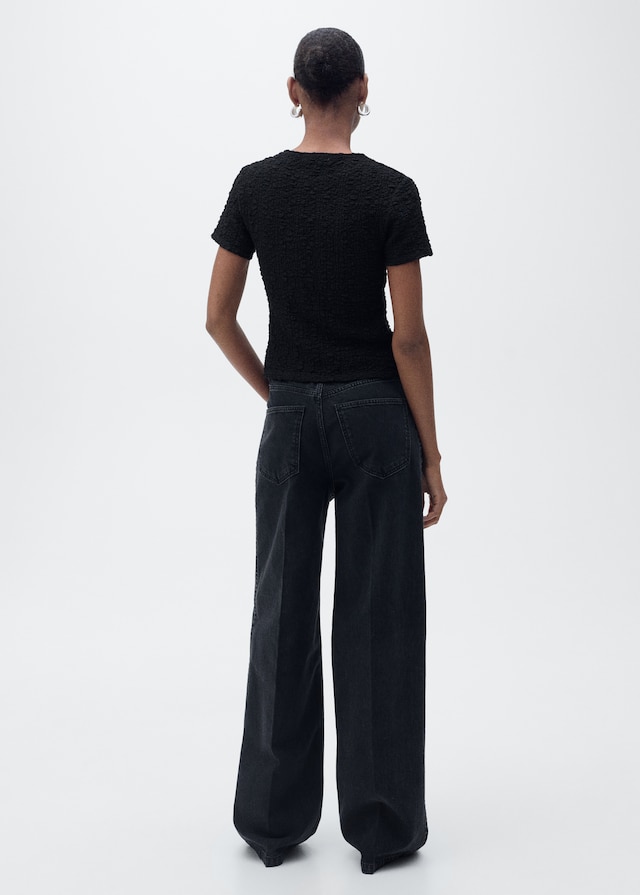 Mango Texturiertes T-Shirt aus Baumwollgemisch Preisnachlass