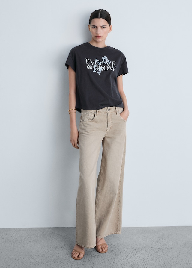 Mango Gemustertes Baumwoll-T-Shirt Osterangebot