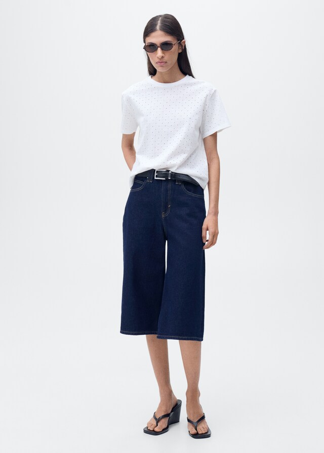 Mango Besticktes T-Shirt mit Ajourmuster Muttertagsangebot
