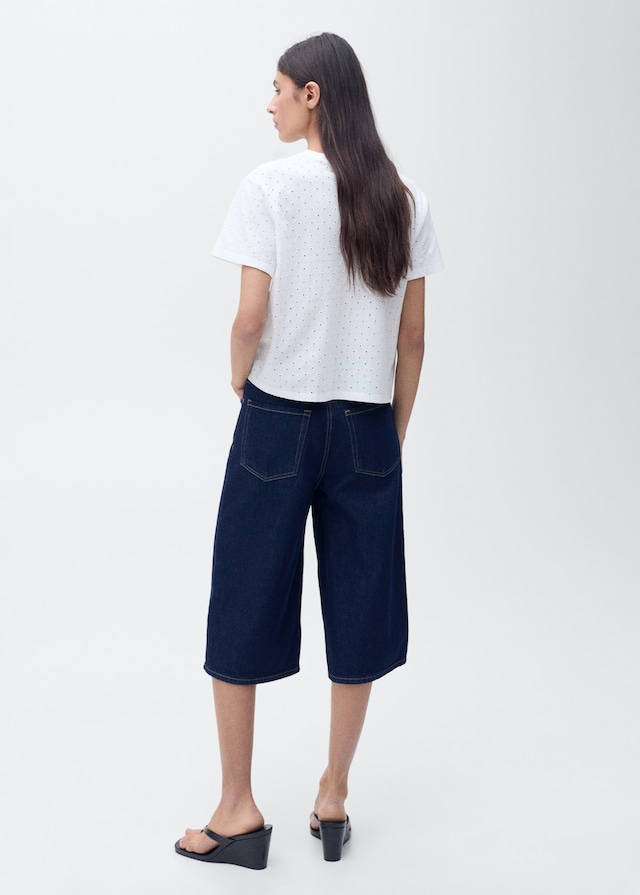 Mango Besticktes T-Shirt mit Ajourmuster Muttertagsangebot