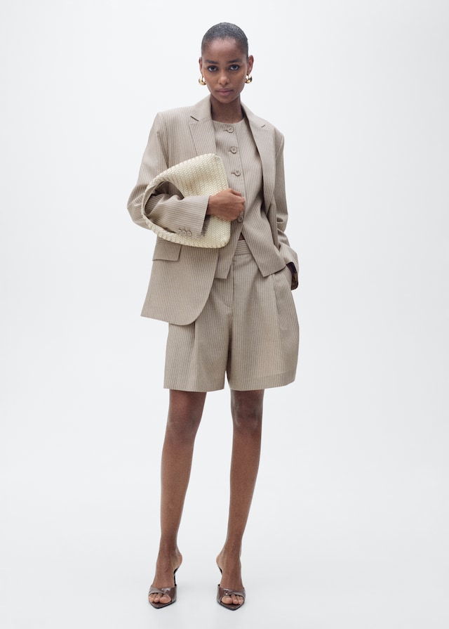 Mango Gestreifte Anzug-Bermudashorts Neueste Mode