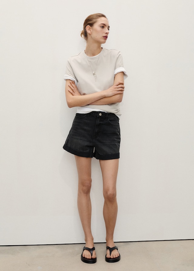 Mango Shorts mit hohem Bund und umgeschlagenem Saum Online Outlet