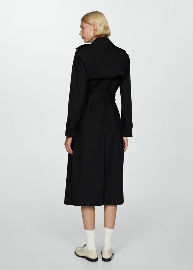 Mango Zweireihiger Baumwoll-Trenchcoat Discount Store für neue Produkte