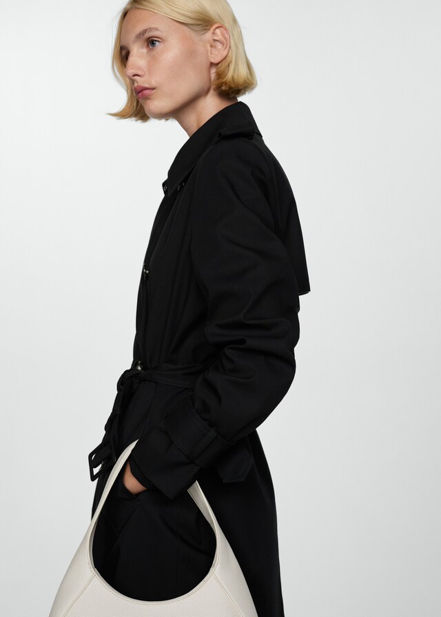 Mango Zweireihiger Baumwoll-Trenchcoat Discount Store für neue Produkte