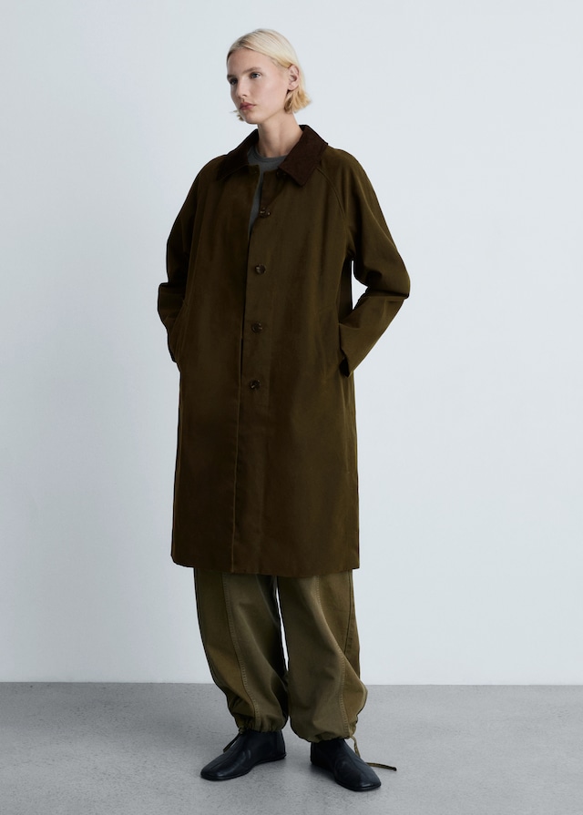 Mango Langer Parka mit Cordkragen Nur noch ein Tag übrig
