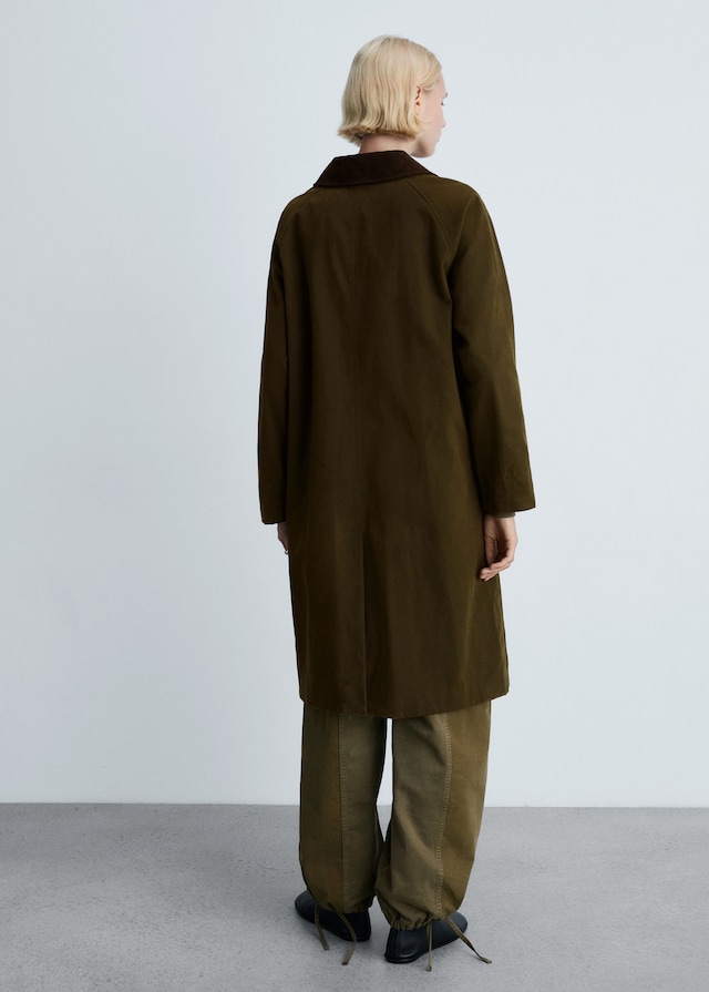 Mango Langer Parka mit Cordkragen Nur noch ein Tag übrig