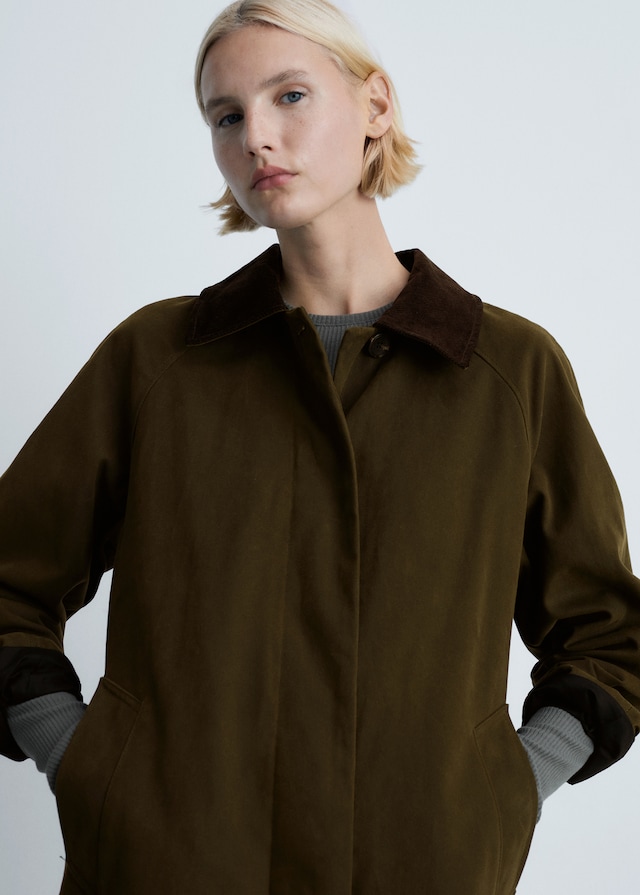Mango Langer Parka mit Cordkragen Nur noch ein Tag übrig