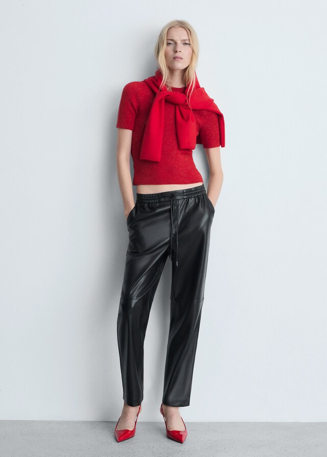Mango Hose mit Stretchbund und Leder-Effekt Clearance-Verkauf