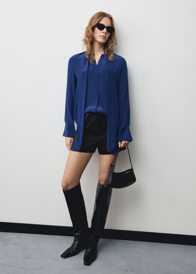 Mango Satiniertes Hemd mit Schleife Black Friday Preise
