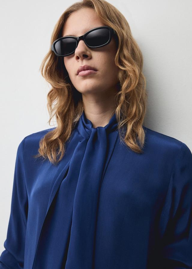 Mango Satiniertes Hemd mit Schleife Black Friday Preise