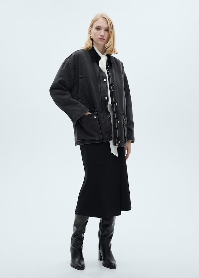 Mango Jacke mit Taschen und Cordkragen Fabrikverkauf