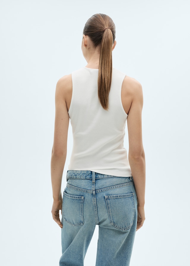 Mango Baumwoll-Top mit Rippmuster Sonderangebot