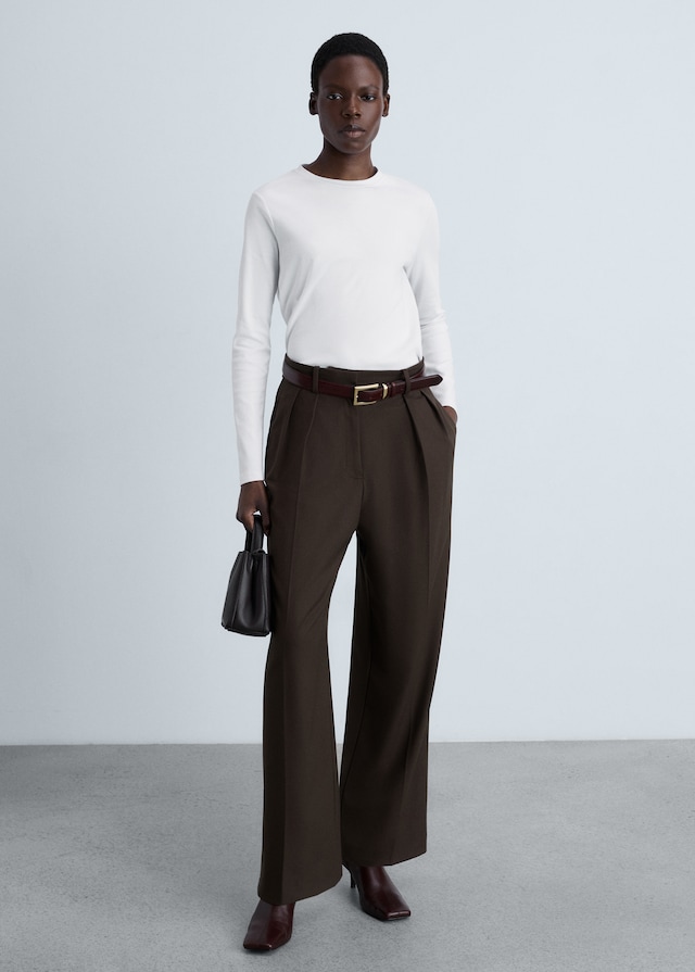 Mango Feines Rundhals-T-Shirt Flash Sale
