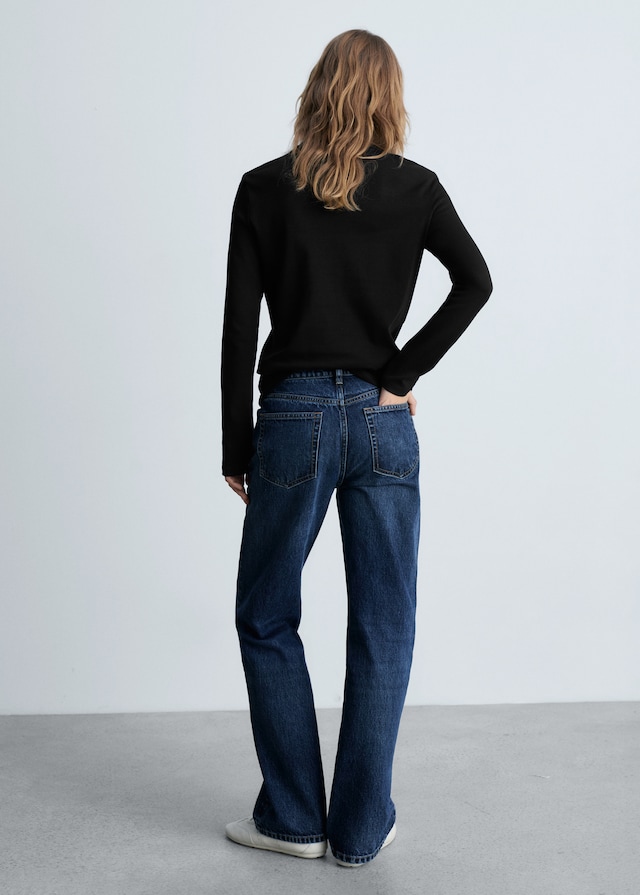 Mango Langärmliges Baumwoll-T-Shirt Preisnachlass